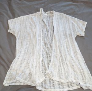 Maurices Size Large. White short sleeve open front lace cardigan.